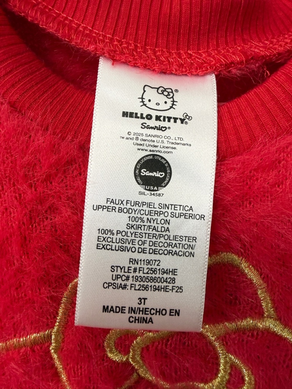 Hello Kitty Toddler Girls Eyelash Knit Tutu Dress with Long Sleeves, 3T-NWOT - Picture 6 of 7